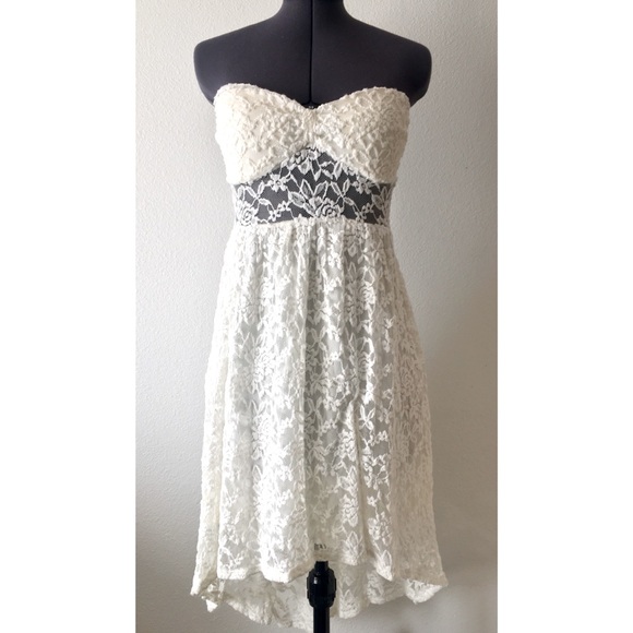 Foreign Exchange Sleeveless High Low Lace Dress - Picture 1 of 10